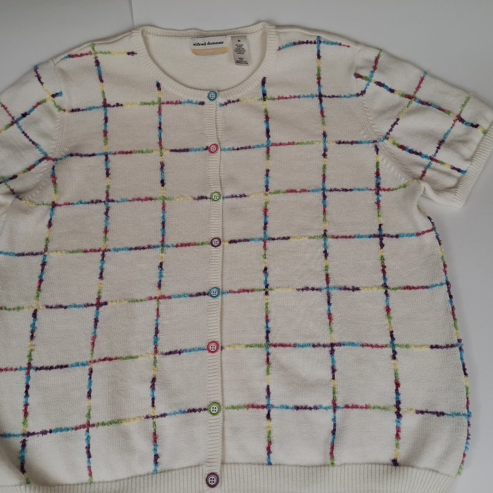 Alfred Dunner Women's Short Sleeve Embroidered Multicolor Sweater Size 2X